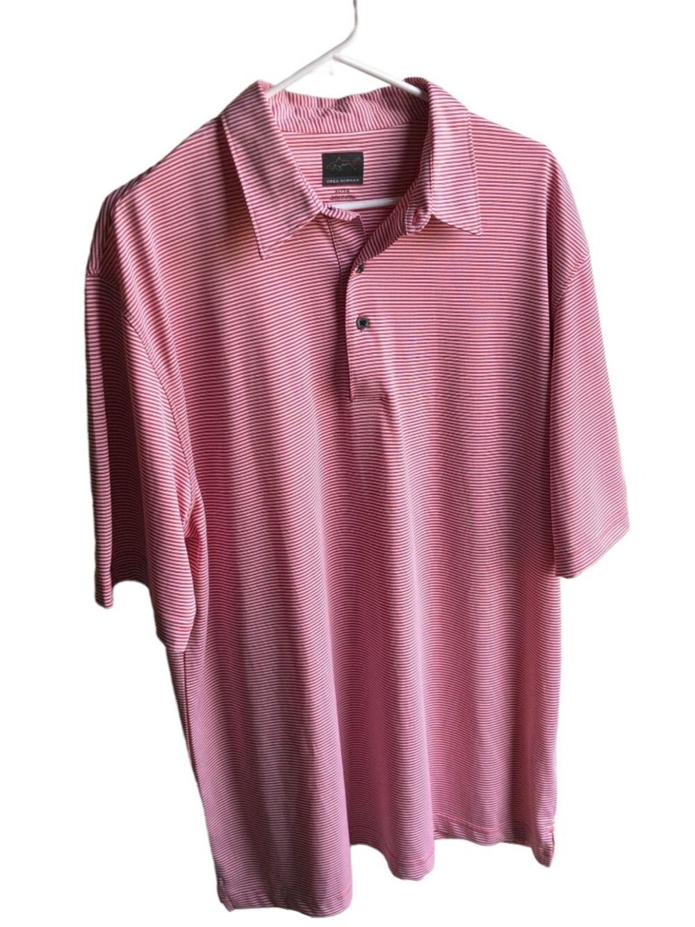 Greg Norman Dry Shark Polo Golf Shirt Men XL TG Striped Pullover Red Short Sleev